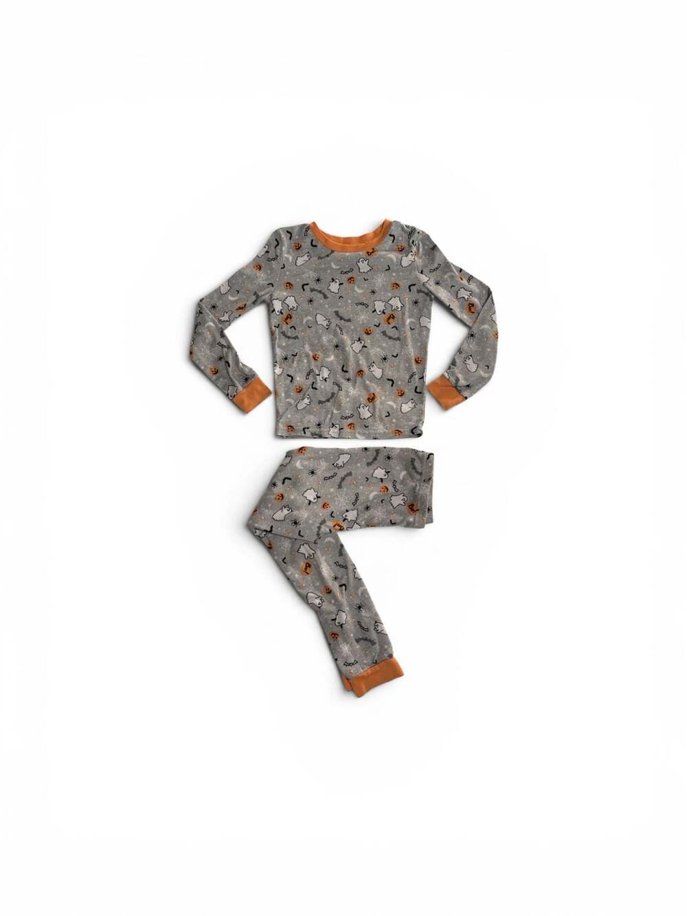 Trick or Treat Sleep Kids Halloween Long Sleeve Pajama Set, Gray Ghosts and Pump